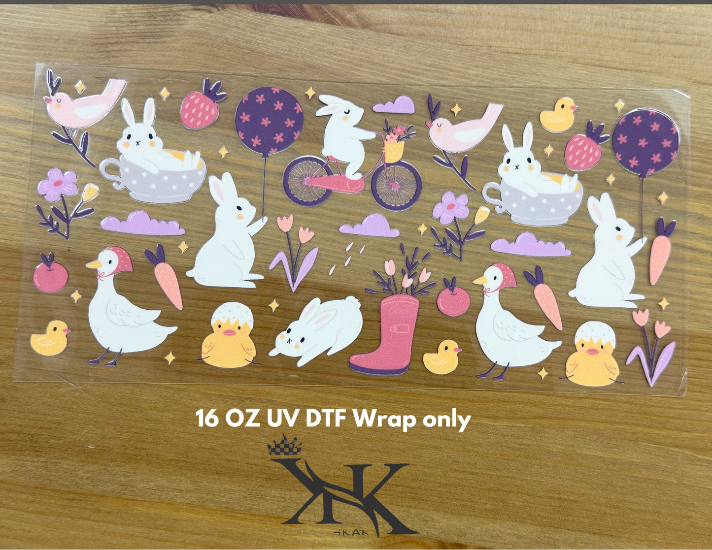 (Double Side ) Rabbits with goose UV DTF wrap only