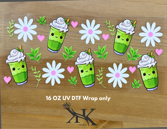(Double Side ) kawaii matcha  UV DTF wrap only