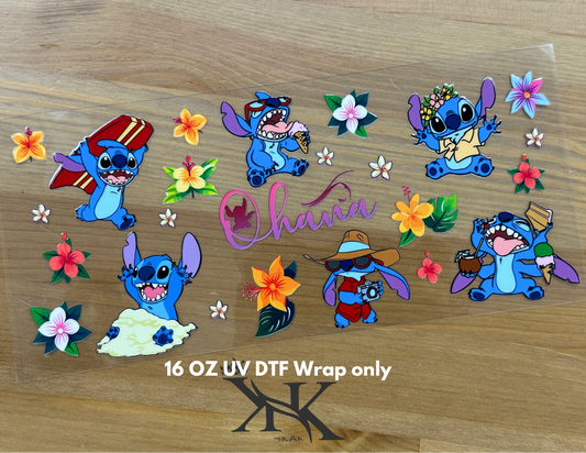 (Double Side ) stitch hawai UV DTF wrap only