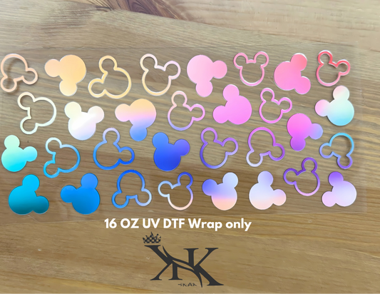 (Double Side ) Rainbow Mickey Mouse  UV DTF wrap only