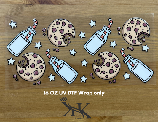 (Double Side ) Cookie’s with milk  UV DTF wrap only