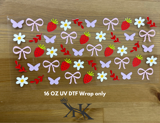 (Double Side )  butterfly bow UV DTF wrap only