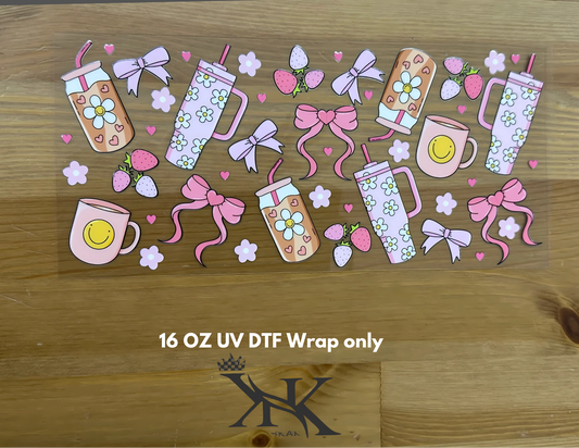 (Double Side ) Smiley bloom UV DTF wrap only